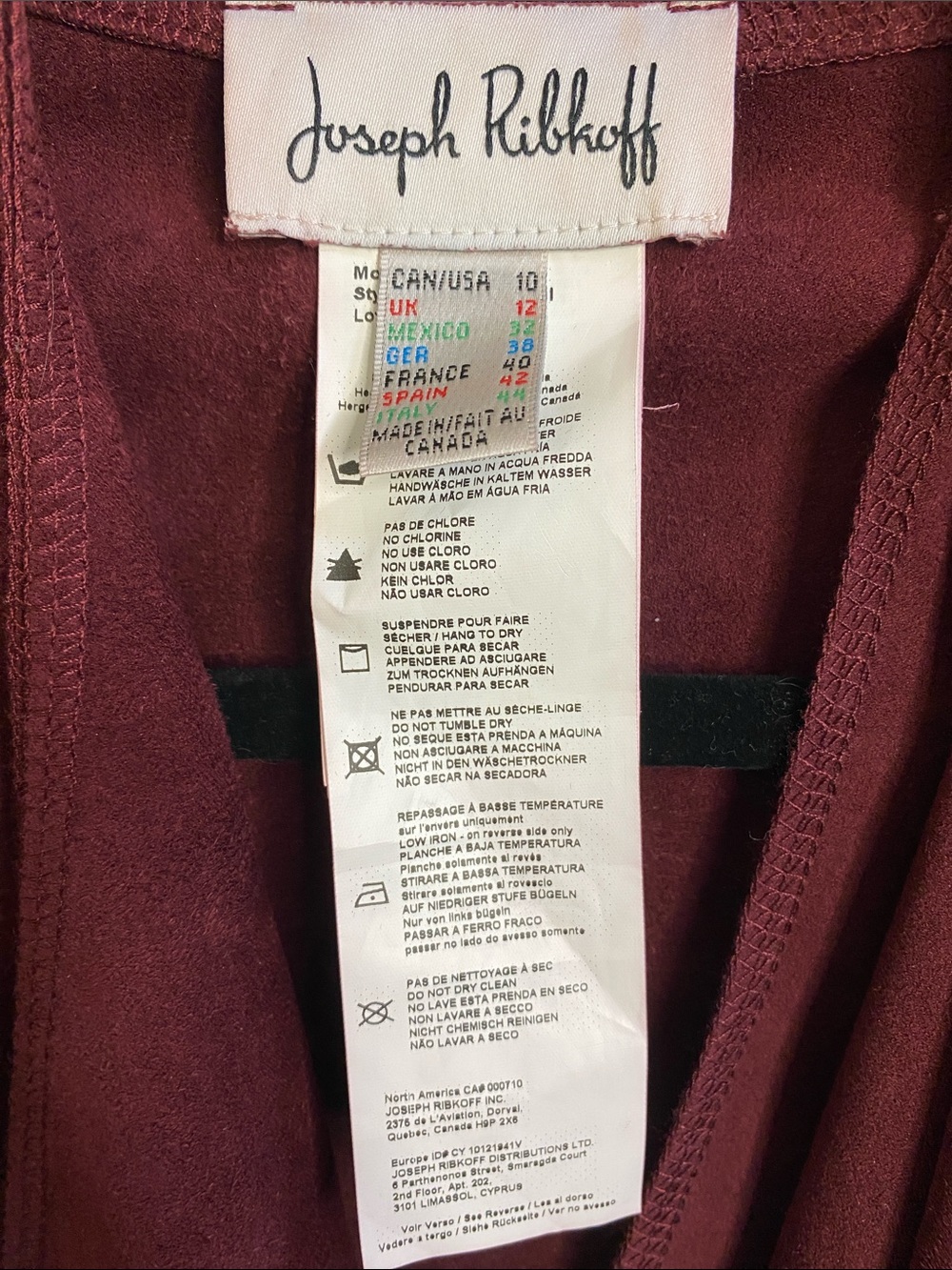 Joseph Ribkoff Burgundy Suede-Feel Draped Jacket - Picture 6 of 6